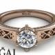 Vintage Engagement Ring Rose Gold Moissanite Engagement Ring Art Deco Ring Vintage Bridal Ring Vintage Engagement Ring - Caroline