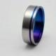 Titanium wedding band with purple and blue pinstripe,  Handmade wedding band, Any Occasion Ring