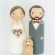 Wedding Cake Topper with dog or cat - Custom Bride and Groom - Personalized Wedding Decor