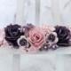 Dark purple and light mauve flower crown - floral hair wreath - wedding headpiece - hair accessories - hair garland - woodland - girls