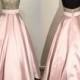 A-line prom dress,long prom dress,halter prom dress,beaded prom dress,pink evening dress,BD3771