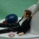 Wedding Cake Topper Atlanta Braves Baseball Sports Themed Groom w/ Bridal Garter Sporty Bride Groom Fans Humorous Drags Pulls Funny Original