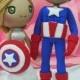 Wedding cake topper Captain America wedding clay doll, bride hold Shield clay figurine, engagement clay miniature, ring holder clay couple