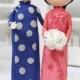 Vietnam Traditional beautiful Ao Dai Wedding cake topper clay doll, Engagement party decoration clay figurine, Bridal shower clay miniature
