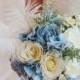 Feather bouquet, blue bridal bouquet, blue keepsake bouquet, blue boho flowers, rustic wedding, boho wedding, brooch bouquet, rustic flowers
