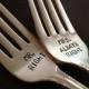 vintage silverware hand stamped wedding fork cake fork Mr Right and Mrs Always Right