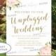 Printable Unplugged Wedding Sign 18x24 Floral Welcome to our Unplugged Wedding INSTANT DOWNLOAD Gold and Blush Pink The Bella