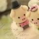 piggy and piglet bride and groom wedding cake topper---k756