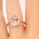 14K Rose Gold Halo Diamond Pear Shape Morganite Engagement Ring Wedding Ring Anniversary Ring Promise Ring Yellow Gold White Gold Art Deco