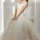 Dramatic A-Line V-Neck Chapel Train Tulle Wedding Dress CWZT1301F - Top Designer Wedding Online-Shop