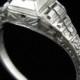 Art Deco Old European Cut Diamond 18k White Gold Engagement Promise Ring Antique