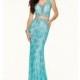 Long Two Piece Lace V-Neck Prom Dress by Mori Lee - Discount Evening Dresses 