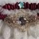 Marsala Red Garter Set, Ivory Lace Garters, Champagne Garter, Wine Red / Maroon / Cranberry Bridal Garters, Vintage Rustic Garter
