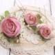Bridal flower bobby pins, Flower hair pins, wedding hair accessories, flower headpiece, flower hair piece, pink hair piece– Set of three