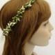 Bridal Head Piece, Bridal Crown, Green and White Circlet, Bridal Hair Wreath, Boho Crown, Bridal Circlet, Woodland Wedding
