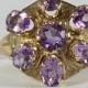 Vintage Amethyst Cluster Ring in 10k Yellow Gold by Esemco. 1.68 TCW. Unique Engagement Ring. February Birthstone. 6th Anniversary Gift.