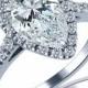 GIA Certified, Pear Shaped Diamond, Diamond Engagement Ring, Natural Diamond, Micro pave, Halo Set, Side Round Cut Diamonds, 14k White Gold