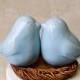 Celadon Blue Kissing Love Bird Cake Topper