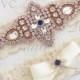 Best Seller - CHLOE II - Rose Gold Sapphire Blue Wedding Garter Set, Lace Garter, Rhinestone Crystal Bridal Garters, Something Blue
