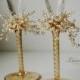 Gold and Ivory Wedding Champagne Flutes Wedding Champagne Glasses Toasting Flutes Gold Wedding Gatsby Style Wedding Set of 2