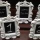 Set of 5 White or Black Mini Chalkboard Table Number Frames / Wedding Decor Formal Place Setting Buffet Line