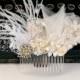 Ivory Wedding Hair Piece, Champagne Bridal Comb, Vintage Inspired Headpiece, Feather Hair Comb, Floral Hairpiece, Bridal Hair Accessory