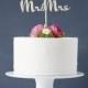 Calligraphy Mr and Mrs Wooden Wedding Cake Topper