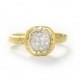 14k yellow gold hammered cushion shape diamond ring in pave set,Size6.5 Anniversary wedding bridal jewelry