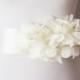 Bridal Ivory Chiffon Flower Sash Posh Ribbon Belt - Vintage Inspired Wedding Dress Sashes, Night Dress Belts