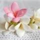Floral hair pins, White pink hair pins, Floral headpiece, Flower hair piece, Small flowers, Bridal hairpin, White freesia, Bridesmaid gift