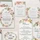 printable wedding invitation set printable floral wedding invite boho wedding invitation suite bohemian watercolor floral spring wedding