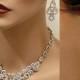 Wedding jewelry set, bridal jewelry set, Bridal backdrop bib necklace earrings, crystal pearl bridal necklace statement, crystal jewelry set
