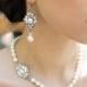 Ivory swarovski pearl Bridal Earrings Rhinestone Wedding Earrings Chandeliers Earrings swarovski pearl crystal teardrop earrings CLAUDE