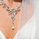 Bridal jewelry , Bridal back drop bib necklace, vintage inspired rhinestone pearl necklace bridal statement, bridesmaid jewelry