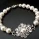 ivory swarovski pearl and crystal Bracelet Statement Bridal Bracelet Bridal Cuff Wedding Rhinestone Bracelet swarovski crystal CLAUDE