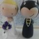 Customised Super Hero Groom and Bride Wedding Cake Toppers - Hand painted wooden dolls.