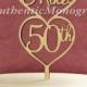 Wooden Unpainted inch2 names and 50thinch Cake Topper, Anniversary, Initial Monogram, Celebration, Special Occasion, Love Gift 94215P