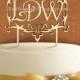 6inch Wooden PAINTED CAKE TOPPER Custom Framed Monogram  Wedding, Initial, Celebration, Anniversary, Birthday, Special Occasion 4109p