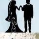 Wedding Cake Topper -  Mr & Mrs Silhouette Wooden Cake Decoration - Decor - Unpoainted -  Painted - Rustic Wedding Cake topper.