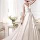 Graceful Satin A-line V-neck Neckline Natural Waistline Wedding Dress - overpinks.com