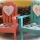 Personalized Beach Destination Theme Mini Adirondack Chairs Wedding Cake Topper in Choice of 5 Colors