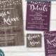 Purple Rustic Wedding Invitations - Plum, Eggplant, Purple, Wood, Invitation Kit