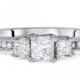 Diamond 1.50CT Vintage Three Stone Princess Cut Engagement Ring 14K White Gold