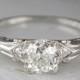 Antique Late Edwardian / Pre Art Deco Platinum Engagement Ring with 1.02ct Old Mine / Old European Cut Diamond Center R663