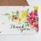 Hand lettered Wedding Thank You Card, thanks, thank you, thank you notes, Paper Goods, blank thank you, Floral thank you, thank you note