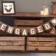 Hessian Burlap Engagement party banner bunting 'Engaged'