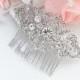 Bridal Crystal Pearl Hair Comb. Vintage Rhinestone Flower Jewel Wedding Headpiece