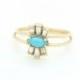 ON SALE!! // 40% off  //  Plume + Crux Ring // Diamond Baguettes + Turquoise // 14k Gold