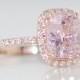 On Hold -Champagne Sapphire Engagement Ring 14k Rose Gold Diamond Ring 1.76ct Cushion Light Lavender Peach Champagne Sapphire