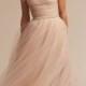 Modern Blush Wedding Dresses 2017 Bhldn Vestido De Noiva With Illusion Off Shoulder And Beaded Sash Pleated Tulle Romantic Bridal Gowns
